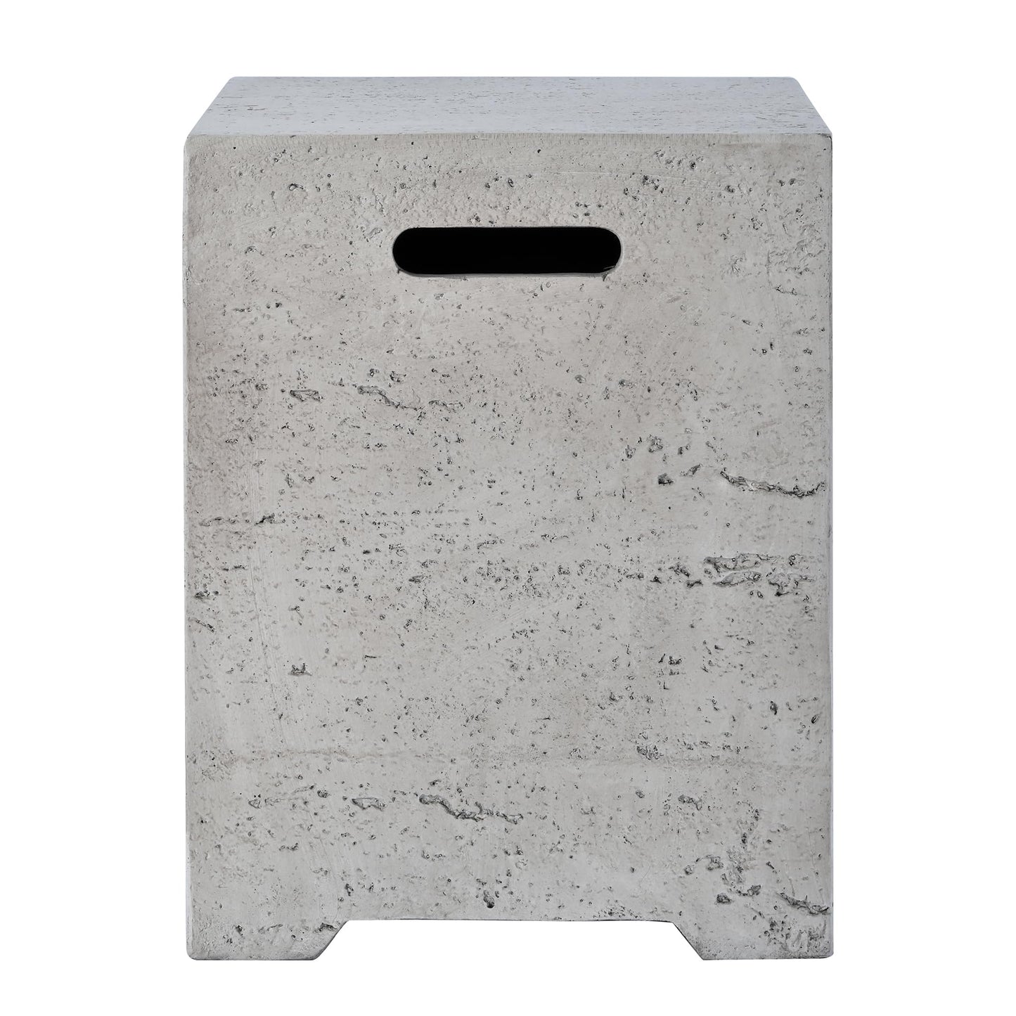 Merax Outdoor 15.75''MGO Propane Tank Cover Table, Propane Tank Holder with Handles on Both Sides & Groove Hole at The Bottom,Fire Side Table for Gas Fire Pits,No Assembly Needed, Light Gray