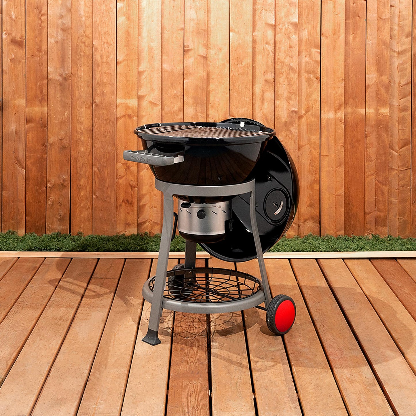 Coleman Cookout Kettle Charcoal Grill with 380-Sq. In. Total Cooking Surface, Removable Ash Collection System, Wheels, and Wire Shelf, Portable Charcoal Grill with Ventilation in Black