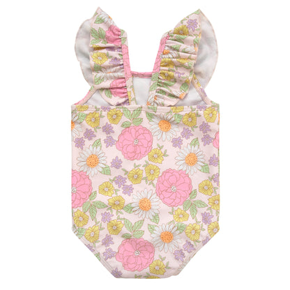 Gerber Girls' Standard One-Piece Swimsuit, Retro Floral