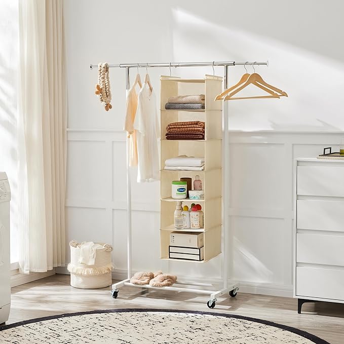 MAX Houser 6 Tier Shelf Hanging Closet Organizer, Cloth Hanging Shelf