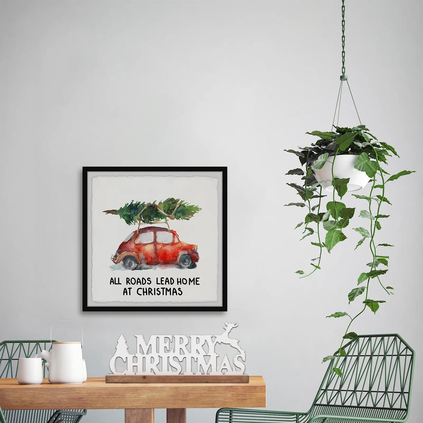 Sintosin Rustic Merry Christmas Signs for Home Decor 16 Inches, Farmhouse Wooden Noel Christmas Decor, Distressed Winter Decoration with White Tree and Deer for Tabletop Living Room