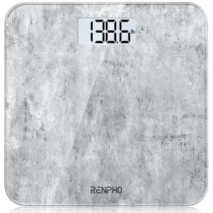RENPHO Digital Bathroom Scales for Body Weight, Weighing Scale with High Precision Sensors Accurate, Bathroom Scales Weight Machine for People, LED Display, Step-On (ST/LB/KG), Concrete, Core 1S