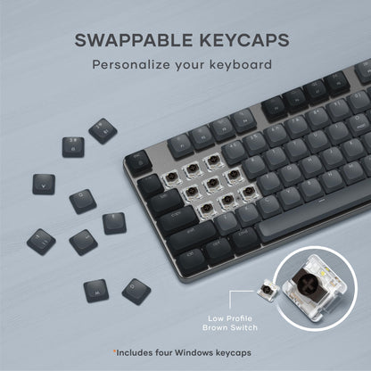 Satechi SM3 Mechanical Keyboard for Mac and Windows, 108 Keys Full Size with White LED Backlit, Wired and Bluetooth for Mac and Windows - Dark Gray/Gray