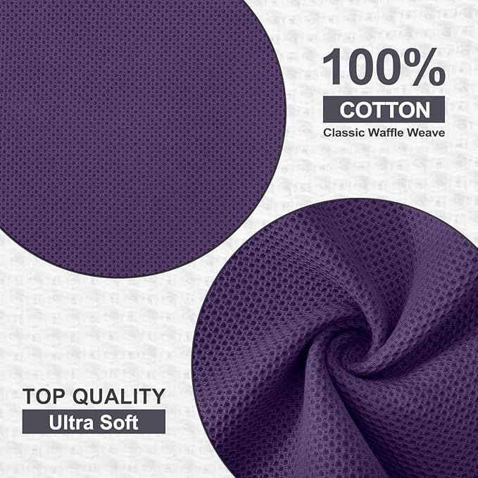 Kitinjoy 100% Cotton Kitchen Dish Cloths, 6 Pack Waffle Weave Ultra Soft