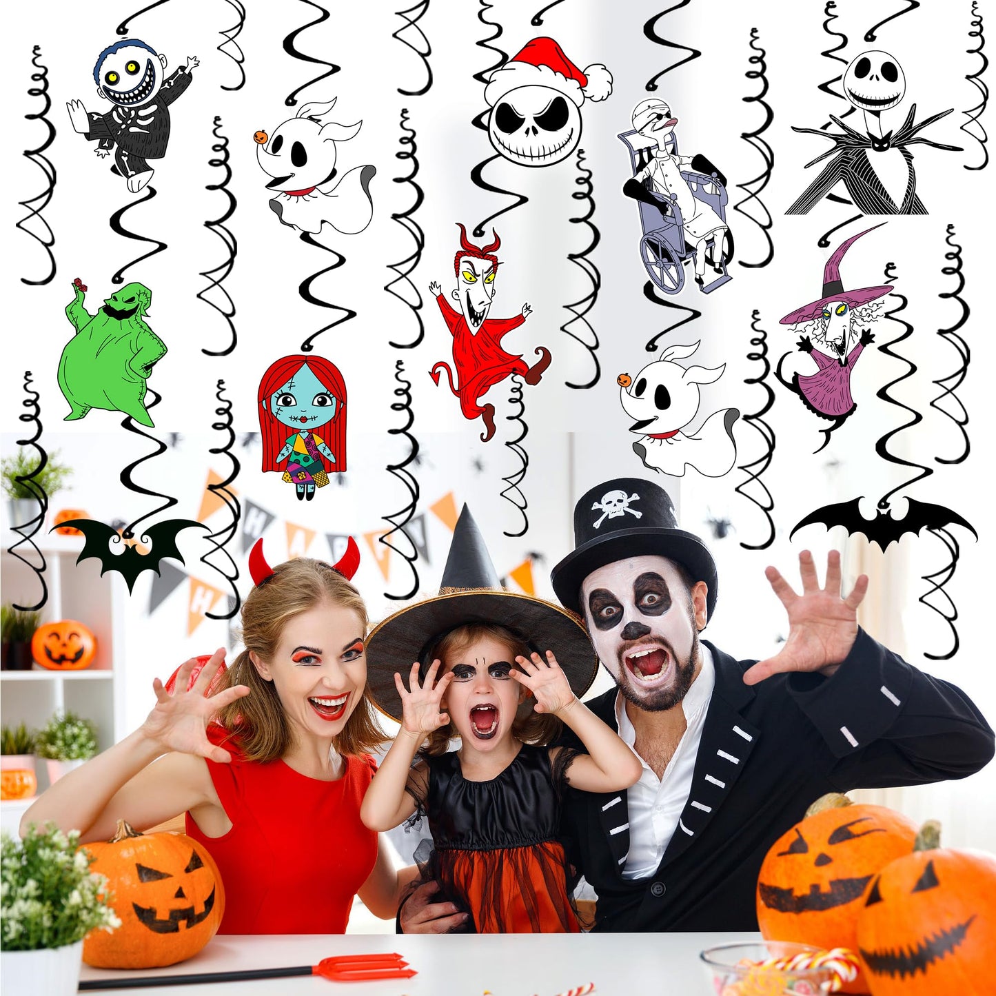 36PCS Halloween Christmas Hanging Swirls Decorations - NO DIY - Halloween Christmas Hanging Streamers for Classroom Ceiling Office Indoor Outdoor Halloween Birthday Party Decorations Supplies