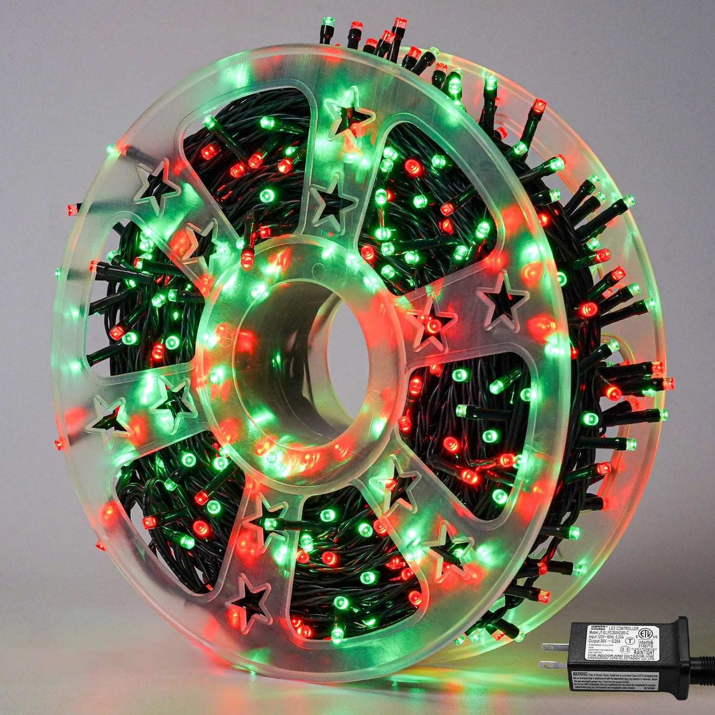 QITONG 500LED Red and Green String Lights, 165ft Christmas Lights Outdoor Waterproof with Plug in, Green Wire Twinkle Tree Lights Indoor with 8 Modes