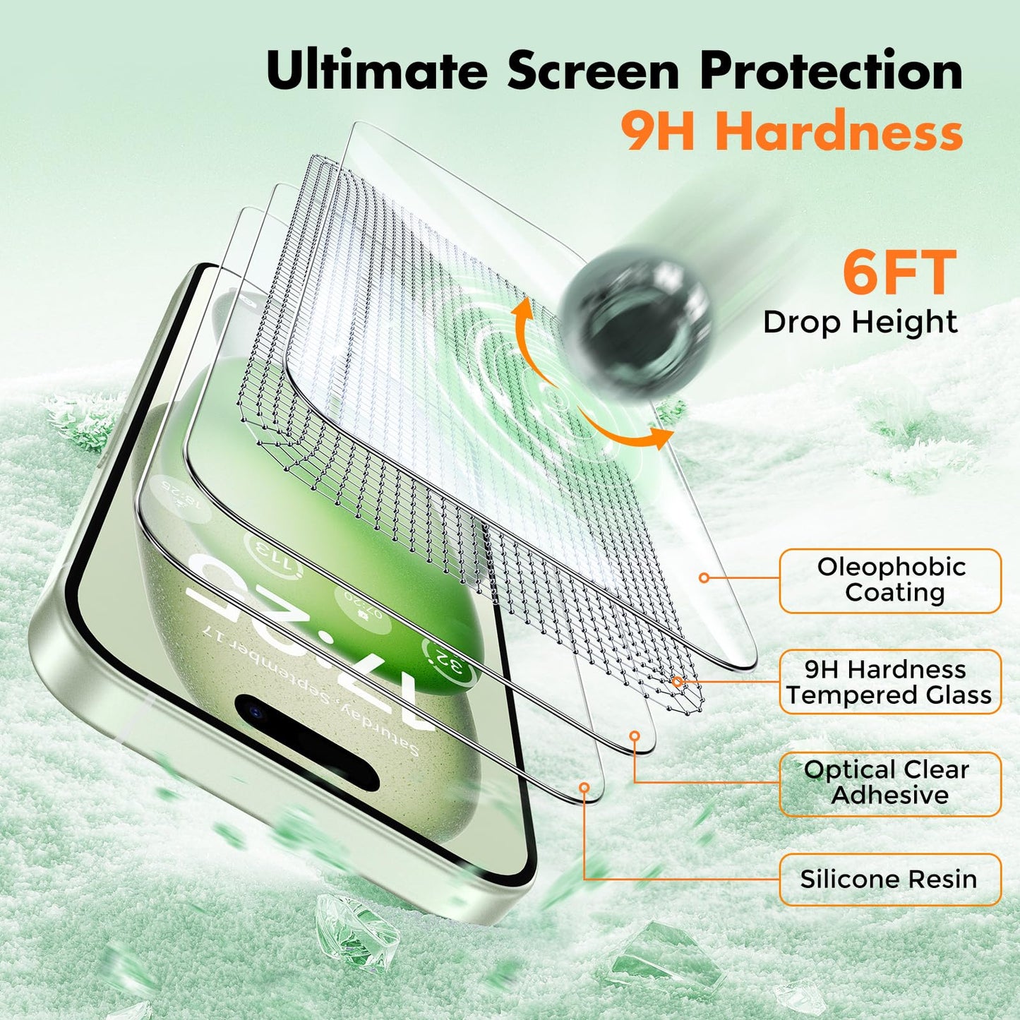 UNBREAKcable Shatterproof Tempered Glass Screen Protector for iPhone SE 2022/SE 2020, iPhone 8/7 [3-Pack] [99.99% HD Clear] [Easy Installation Frame] [9H Hardness][Bubble Free] for Apple 4.7''