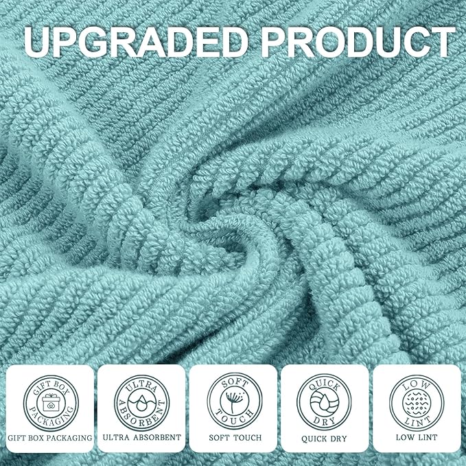 Teal Hand Towels for Bathroom, Bathroom Hand Towels Set of 4, Large 18" x 28"