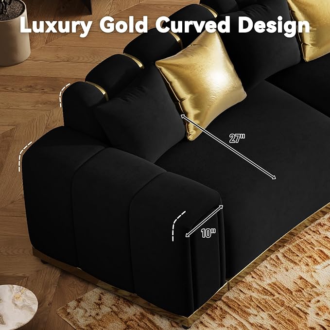 145" Oversized Velvet Chesterfield Sofa Sectional Couch