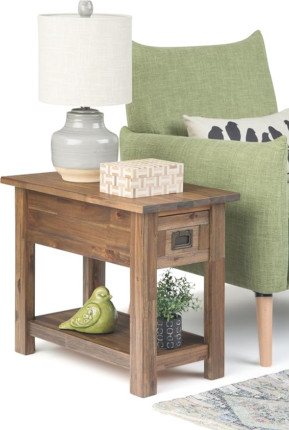 SIMPLIHOME Monroe Narrow Side Table – 14 inch Wide Solid Acacia Wood Narrow End