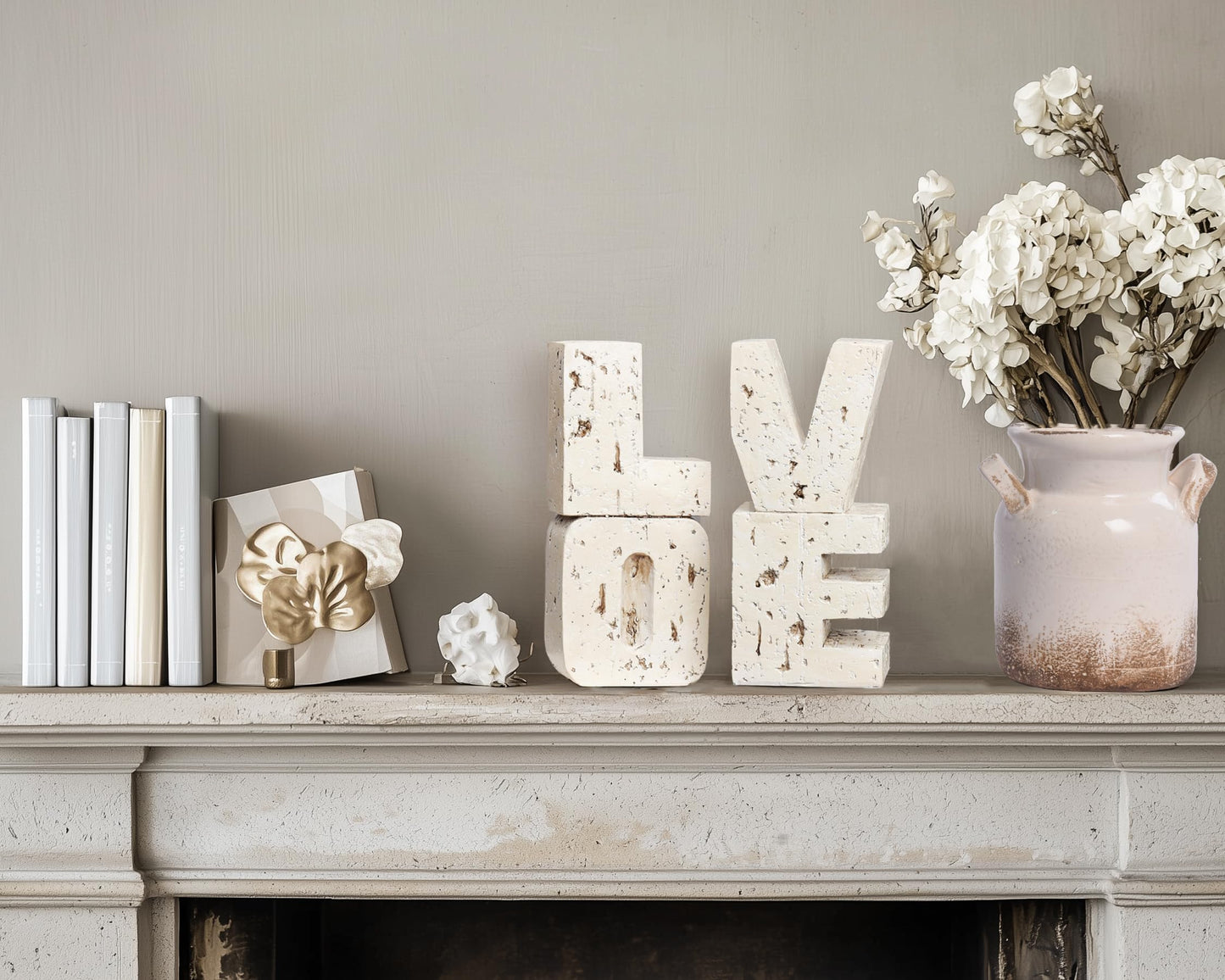 Book Ends Decorative with Love Design,Small Farmhouse Heavy Duty Bookends,Book Holders for Shelves, Book Stoppers for Home Desk Decoration, Unique Love Sculpture Bookend-Great Gift for Valentine's Day