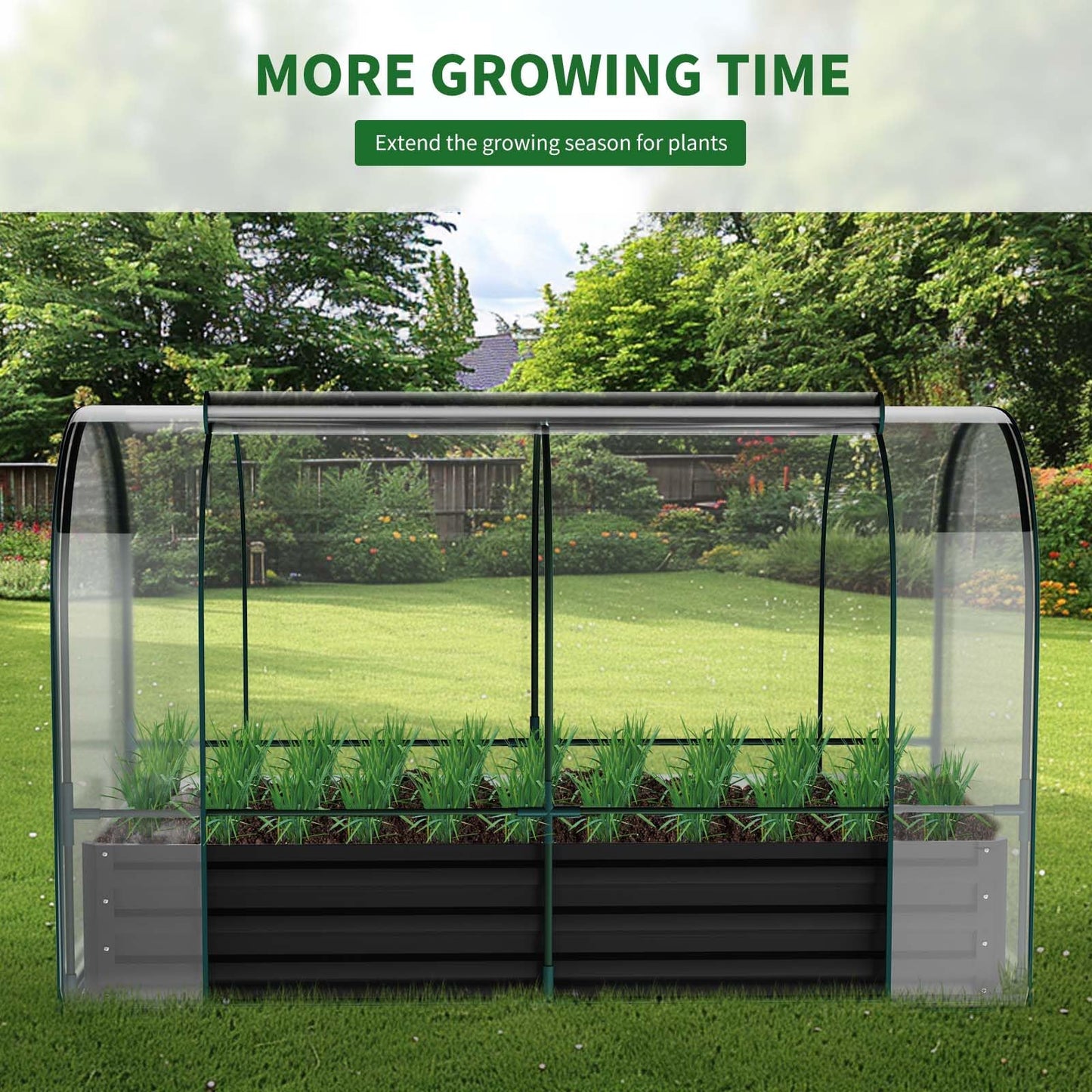 Galvanized Raised Garden Bed for Gardening Vegetables with Cover, 71"x35.4"x47.2" Outdoor Metal Planter Box Kit with Roll-Up Large Screen Windows Mini Greenhouse for Growing Vegetables Flower