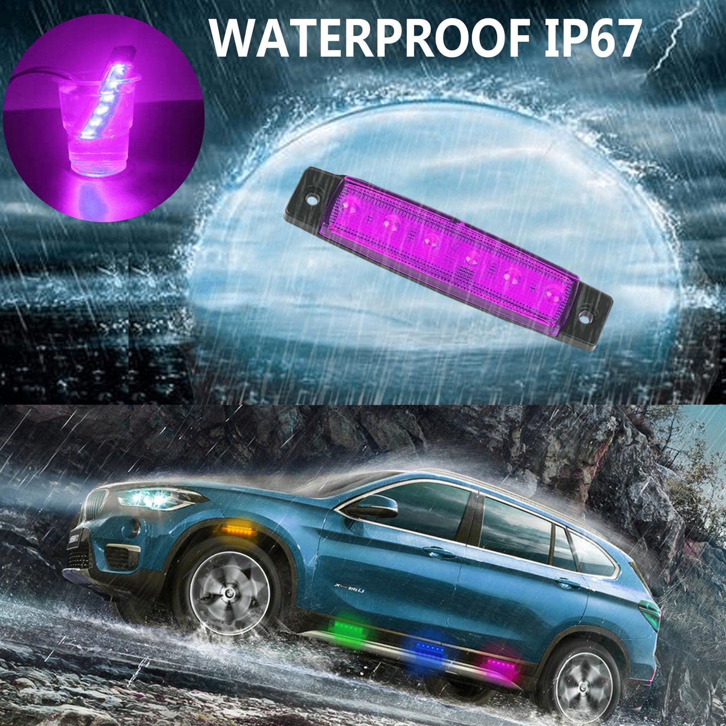 FZSSHYG 20 Pcs Purple LED Rock Strip Lights,Wheel Well Underglow Lighting Kits,Car Rock Lights Exterior Side Marker Lights for Wrangler Truck Golf Cart RV RV SUV Offroad