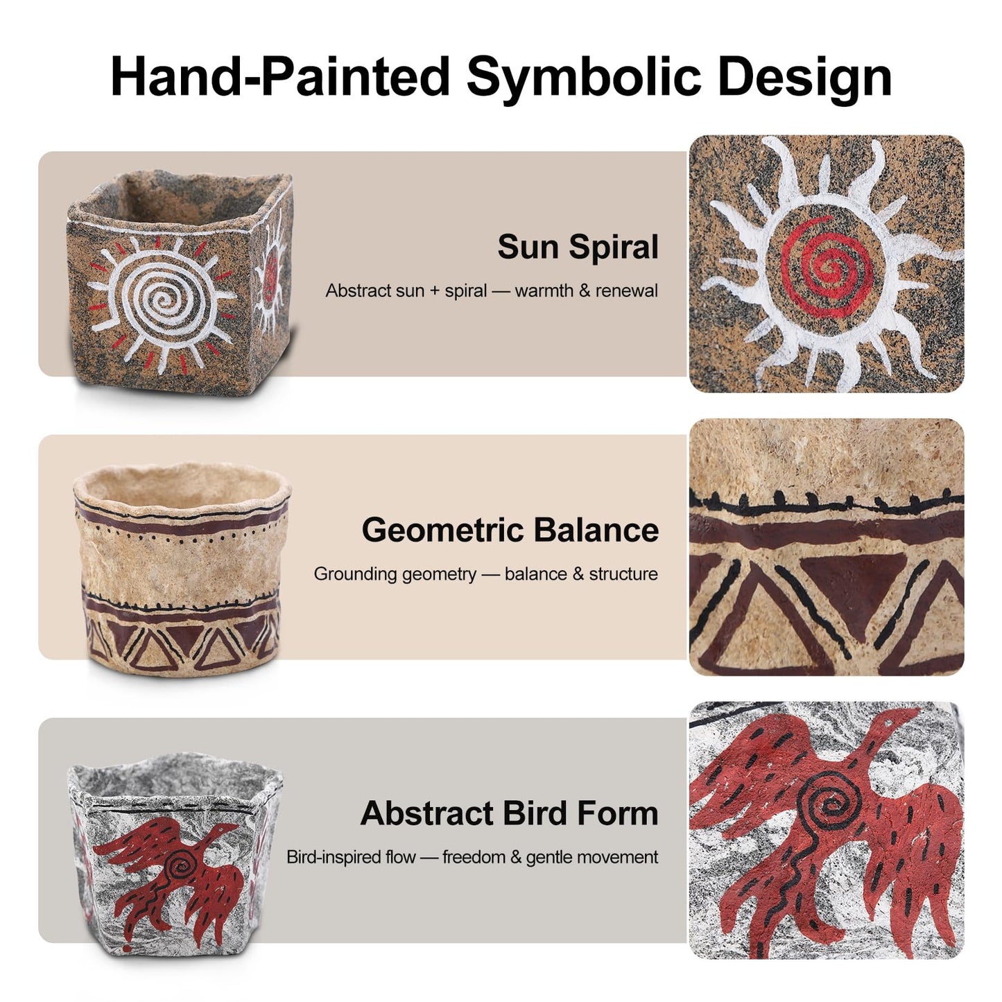 Geometric Balance Handmade Clay Empty Candle Holder – Hand-Painted Design, Refillable Candle Jars for Making Candles, Candle Tins Alternative (Geometric Balance)