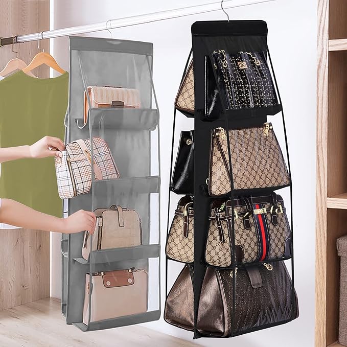 Lirex Handbag Hanging Organizer, 8 Pocket Purse Storage Hanger Oxford Cloth