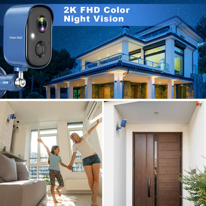 Security Cameras Wireless Outdoor, 2K Battery Powered AI Motion Detection Spotlight Siren Alarm WiFi Surveillance Indoor Home Camera, Color Night Vision, 2-Way Talk, Waterproof, Cloud/SD Storage