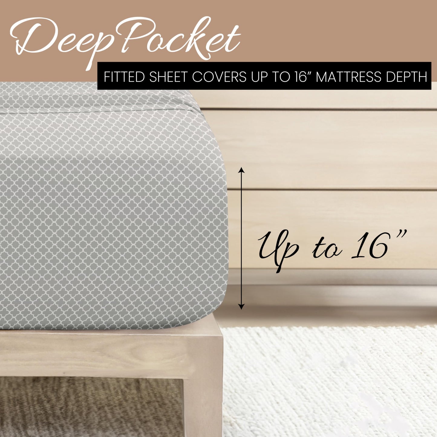 Linen Market 4 Piece Full Bedding Sheet Set (Gray Quatrefoil) - Sleep Better Than Ever with These Ultra-Soft & Cooling Bed Sheets for Your Full Size Bed - Deep Pocket Fits 16" Mattress