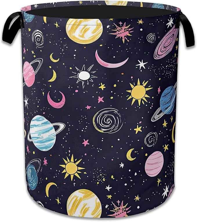 Planet Moon Universe Galaxy Laundry Basket, Foldable Waterproof Oxford Cloth