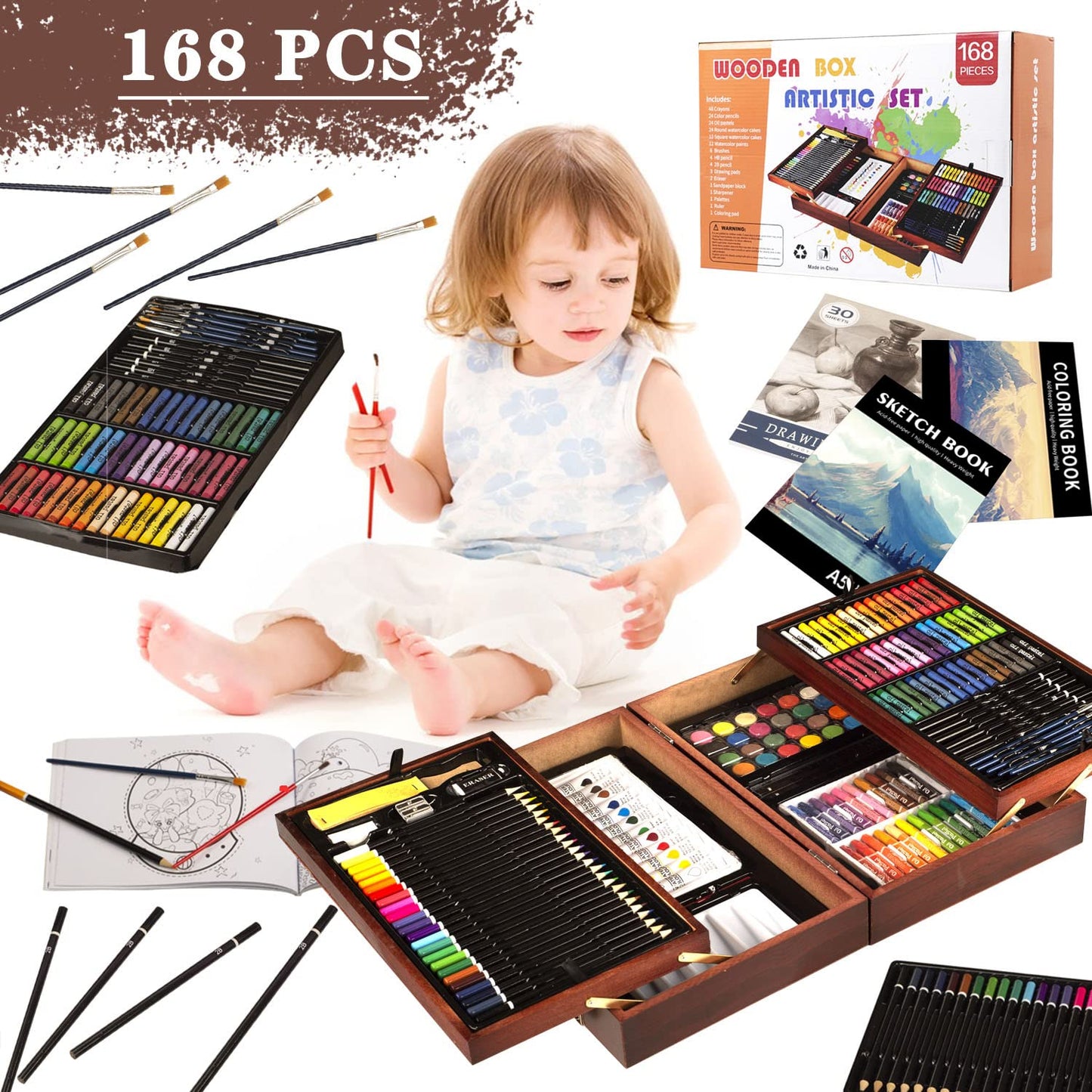 KINSPORY 168 PCS Art Set for Kids, Deluxe Coloring Drawing Art Supplies Case Gift for Teens Boys Girls 4 5 6 7 8 9 10 11 12