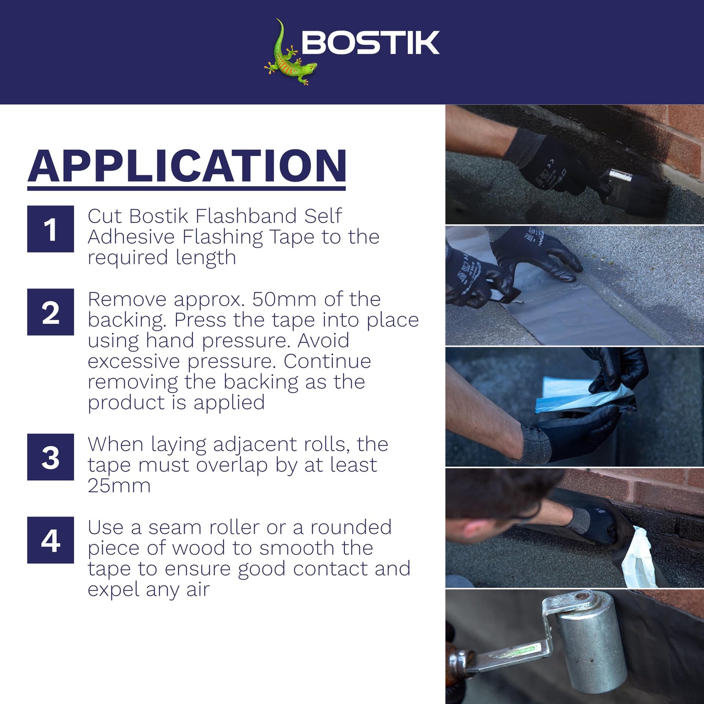 Bostik Flashband Self Adhesive Flashing Tape for Roofs Grey - 75mm x 10m - Provides an Instant Watertight Seal - Quick and Easy Application - Excellent Adhesion