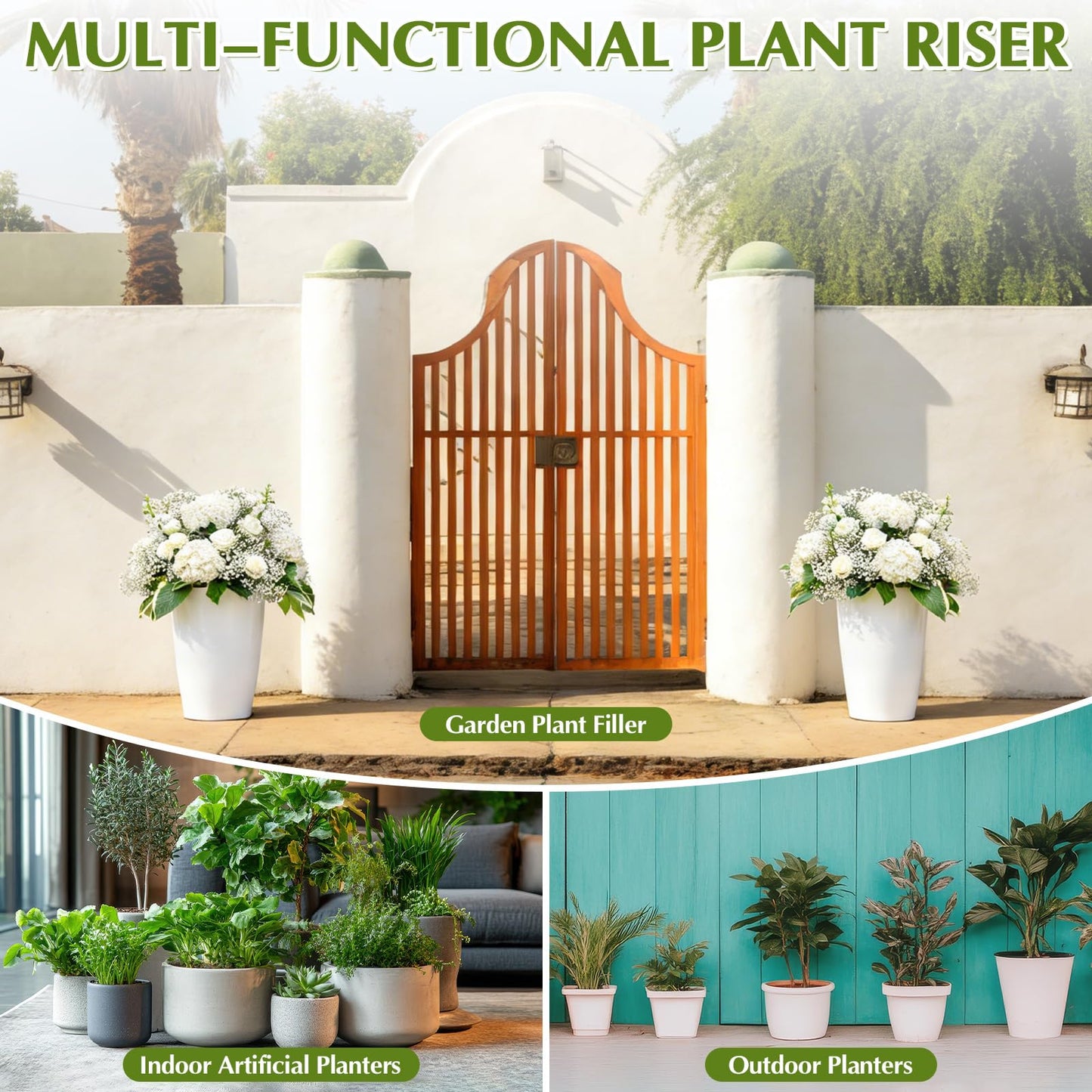 Otoolling 2 Pcs Adjustable Planter Risers for Inside Pots Metal Plant Inserts Fillers for Large Flower Pots Tall Tapered Planter Lift Stand for Indoor Outdoor Tall Containers (12-21" Rise, 4-12" Top)