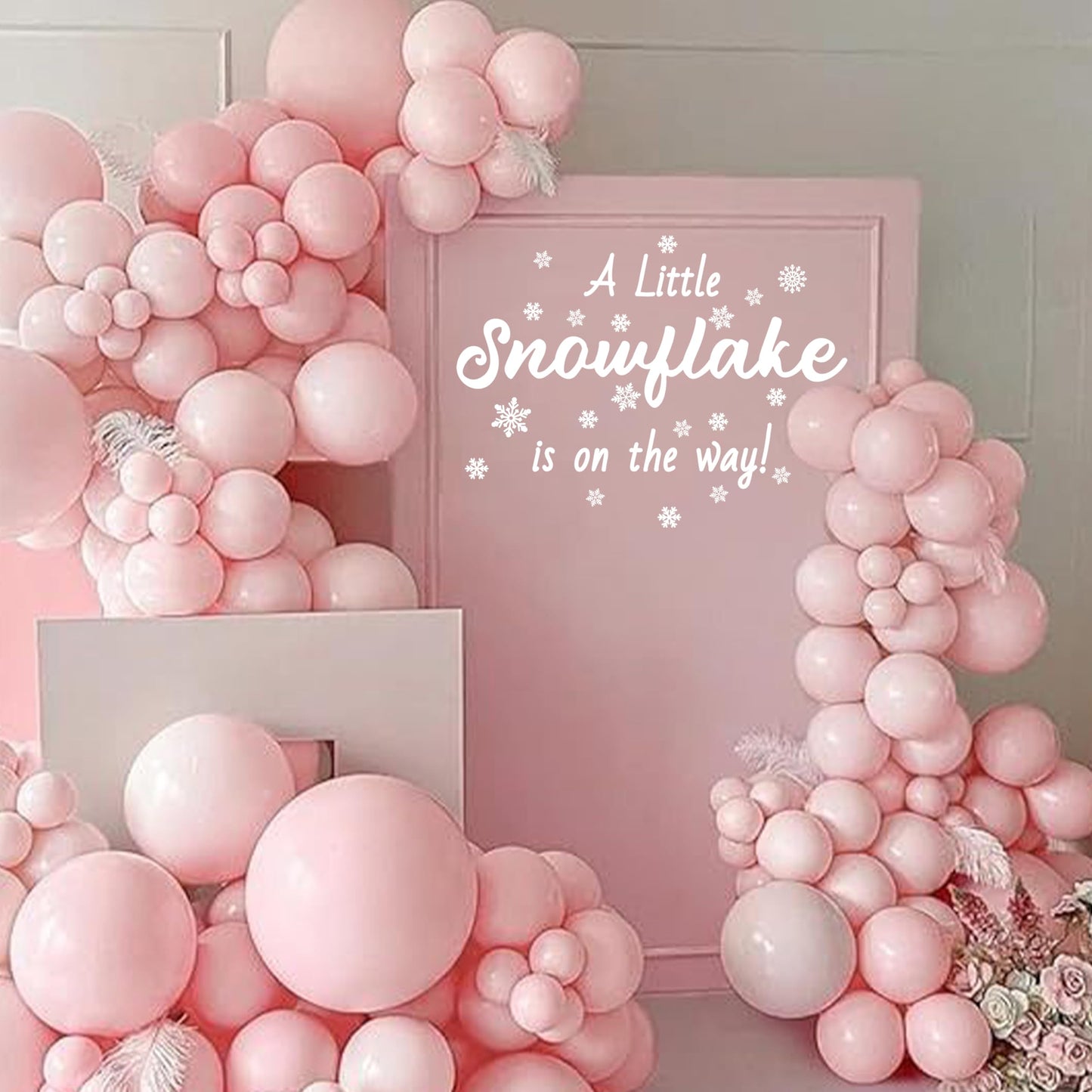 ZAIBIANHAO A Little Snowflake is On the Way Decal - Winter Wonderland Baby Shower White Frosty Backdrop,Gender Reveal Decorations,Christmas Sign Birthday Party Supplies