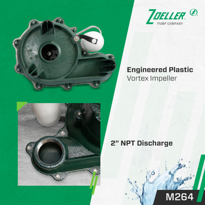 Zoeller M264 Waste-Mate Sewage Pump, 4/10th Horsepower, 115V
