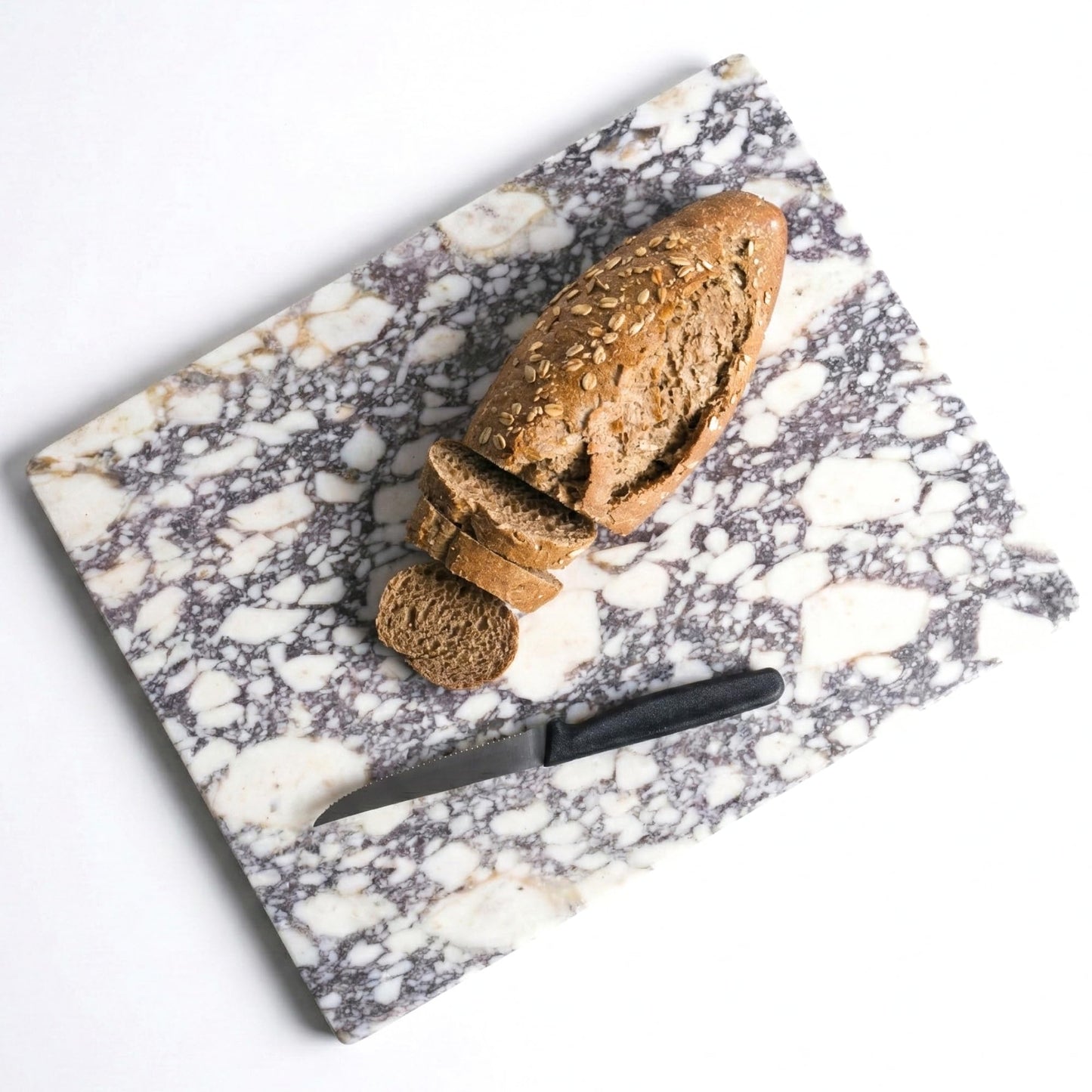 Veinova Italian Calacatta Viola Marble Cutting Board for Kitchen, 15x12 In, Elegant Natural Stone Cutting Board, Heavy Marble Slab, Pastry Board for Baking, Non-Slip Silicone Feet, Large 8 lbs