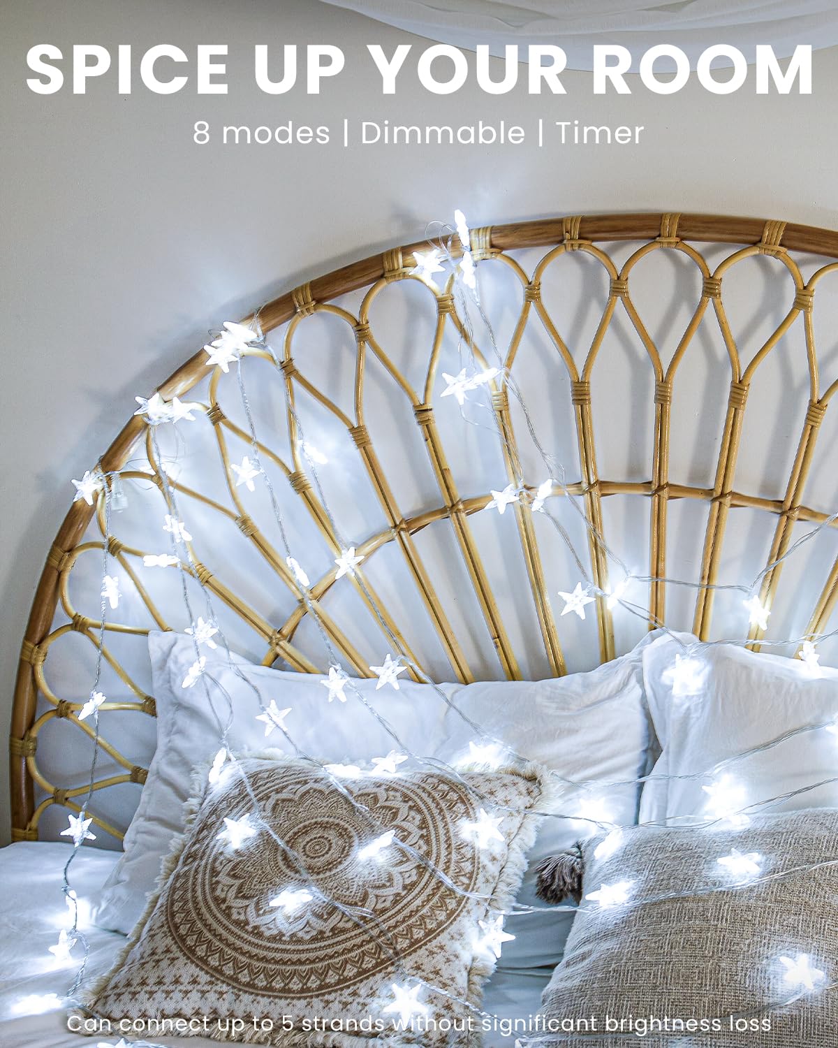 Star String Lights 59 Ft 100 LED Christmas Lights Plug in with Remote Timer Connectable Twinkle Lights for Bedroom Wedding Christmas Tree Indoor Outdoor Decor, Cool White
