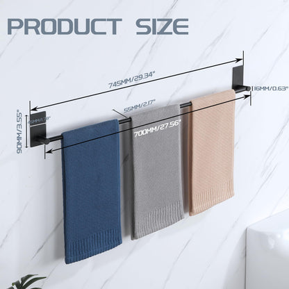 Alise Adhesive Towel Bar, 28 Inch Towel Racks for Bathroom SUS 304 Stainless Steel,Long Bathroom Towel Holder No Drill, Strong Self Adhesive Towel Bar, Matte Black