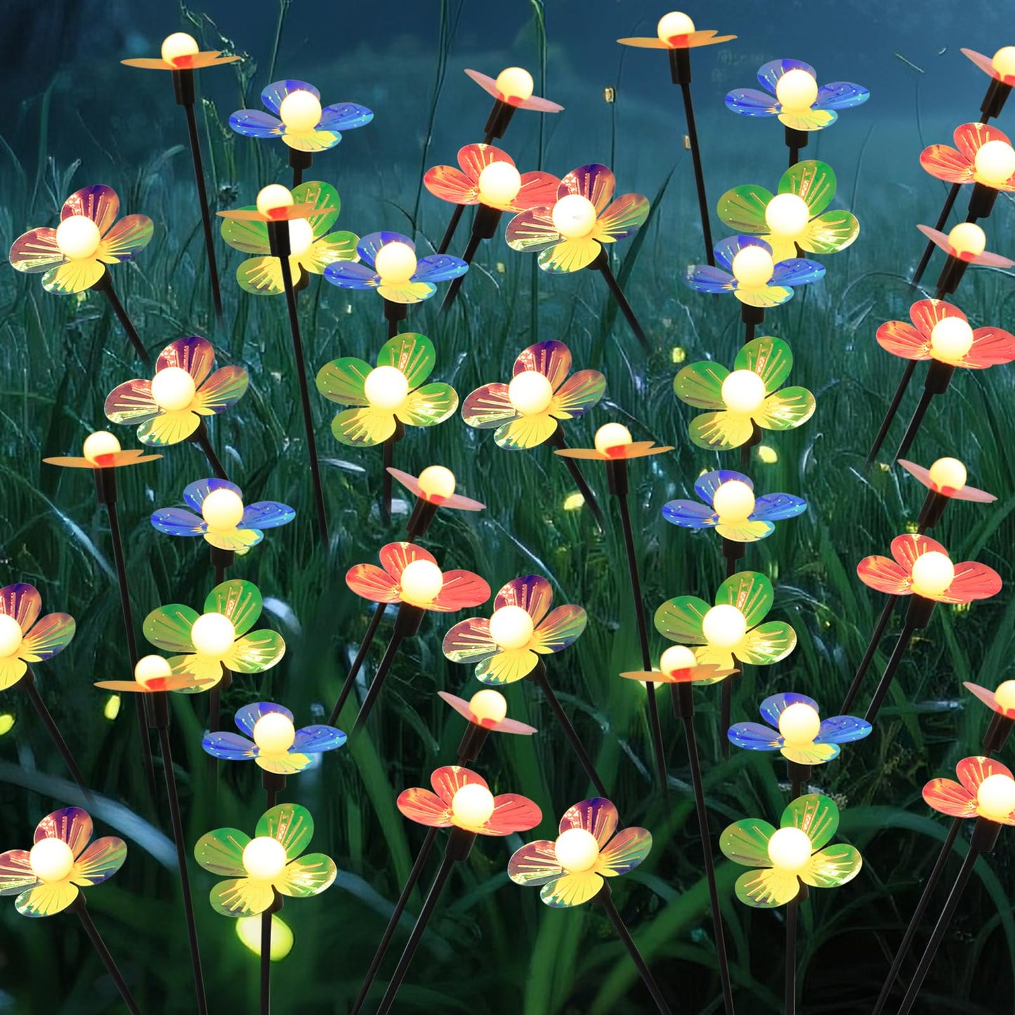 Aureate Horizon Solar Flower Lights Outdoor Waterproof 8 Pack of 32 LEDs Garden Solar Firefly Lights Decorative for Garden, Yard, Backyard