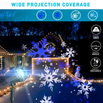 EAMBRITE Christmas Projector Lights LED White Blue Rotating Snowflake Projector Light for Birthday Wedding Theme Party Garden Home Winter Outdoor Indoor Decor