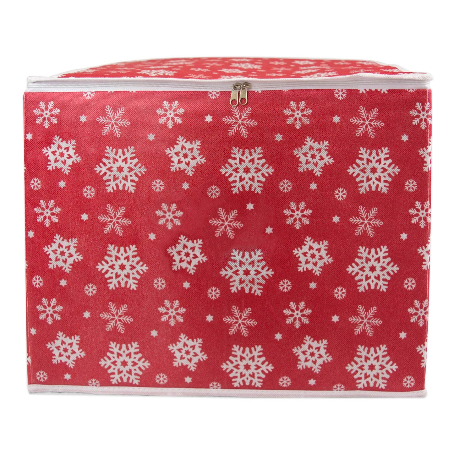 DII Christmas Storage Containers Collection Zippered with Dividers, Ornament; Large, 16x16x13, Snowflakes