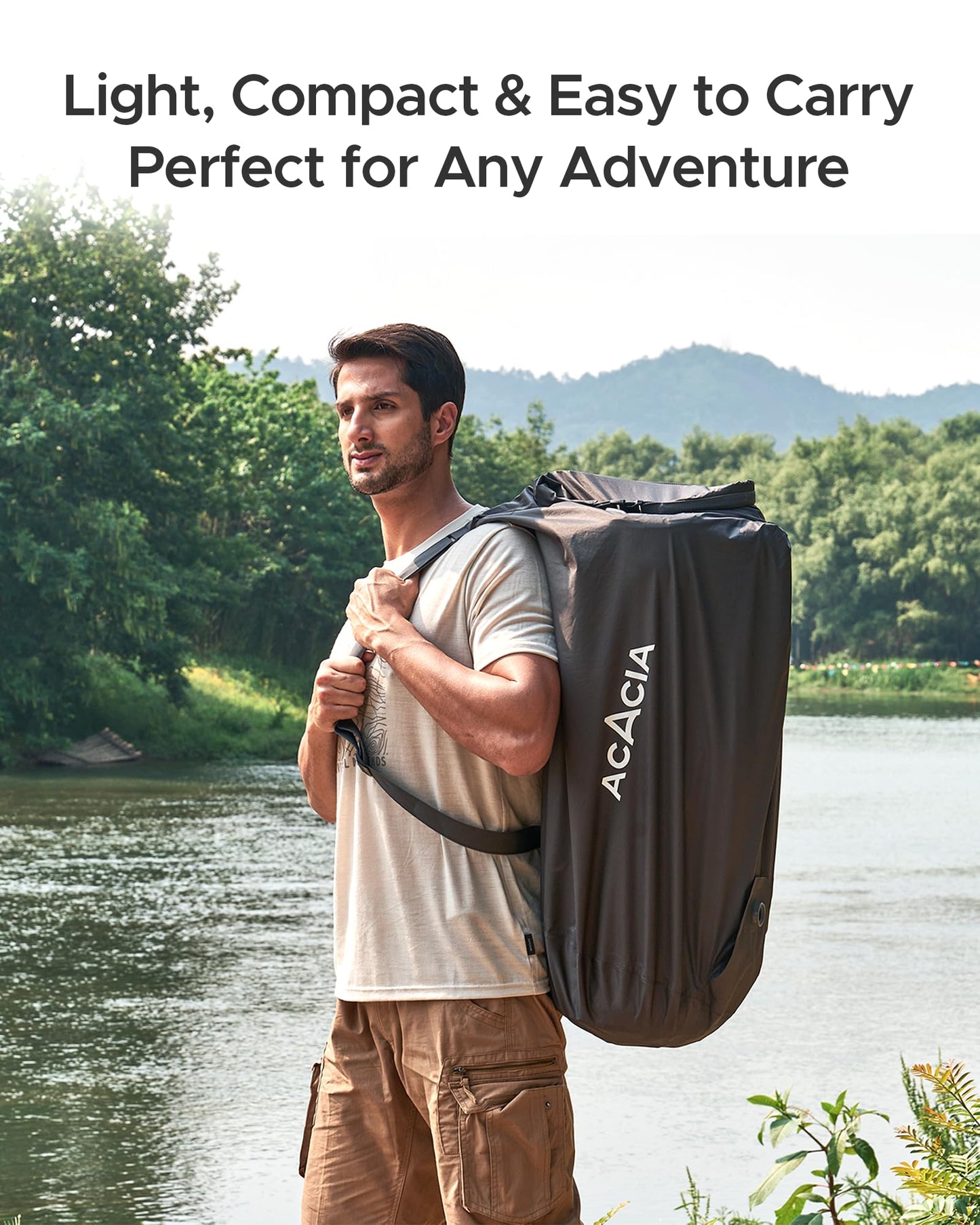 Acacia 4.3" Thick Self Inflating Sleeping Pad with Foam | Innovative Y-Shaped Telescopic Structure | Ultraportable Camping Mattress | Outdoor Compact Air Mat for Tent Car | Full