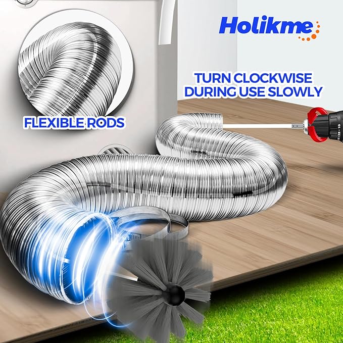 Holikme 30 Feet Dryer Vent Cleaner Kit, Flexible Lint Brush