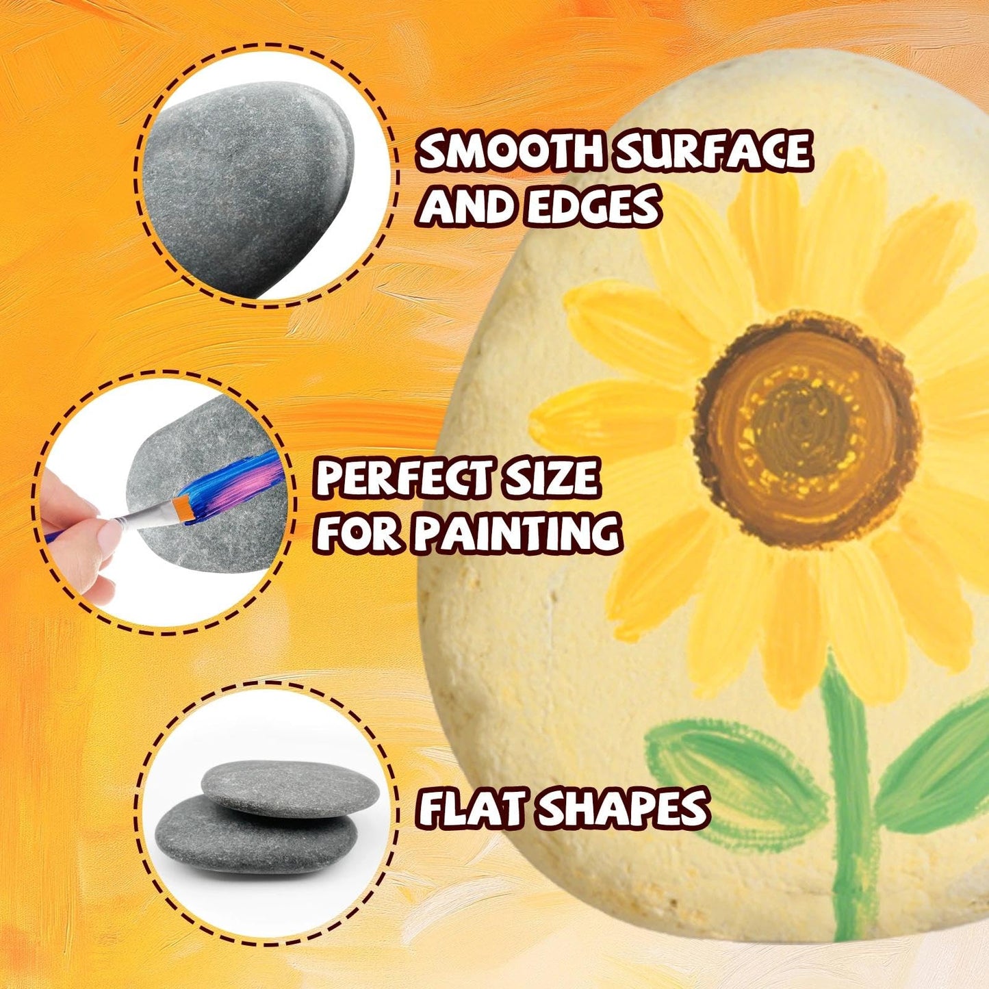 Reeplan 105PCS Rocks for Painting Bulk, 2-3 Inches Natural Smooth River Rocks for Painting, Flat Stones for Crafts and Decorations, Kindness Stones for DIY Arts(105)