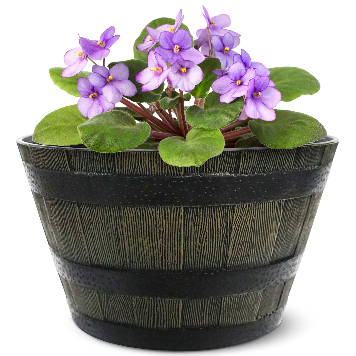 Headwind Whiskey Barrel Planter – 15 Inch Old Wood Barrel Planters for Outdoor Plants – Weather-Resistant Flower Pot with Wooden Finish – Decorative Indoor & Outdoor Garden Planter by Robert Allen