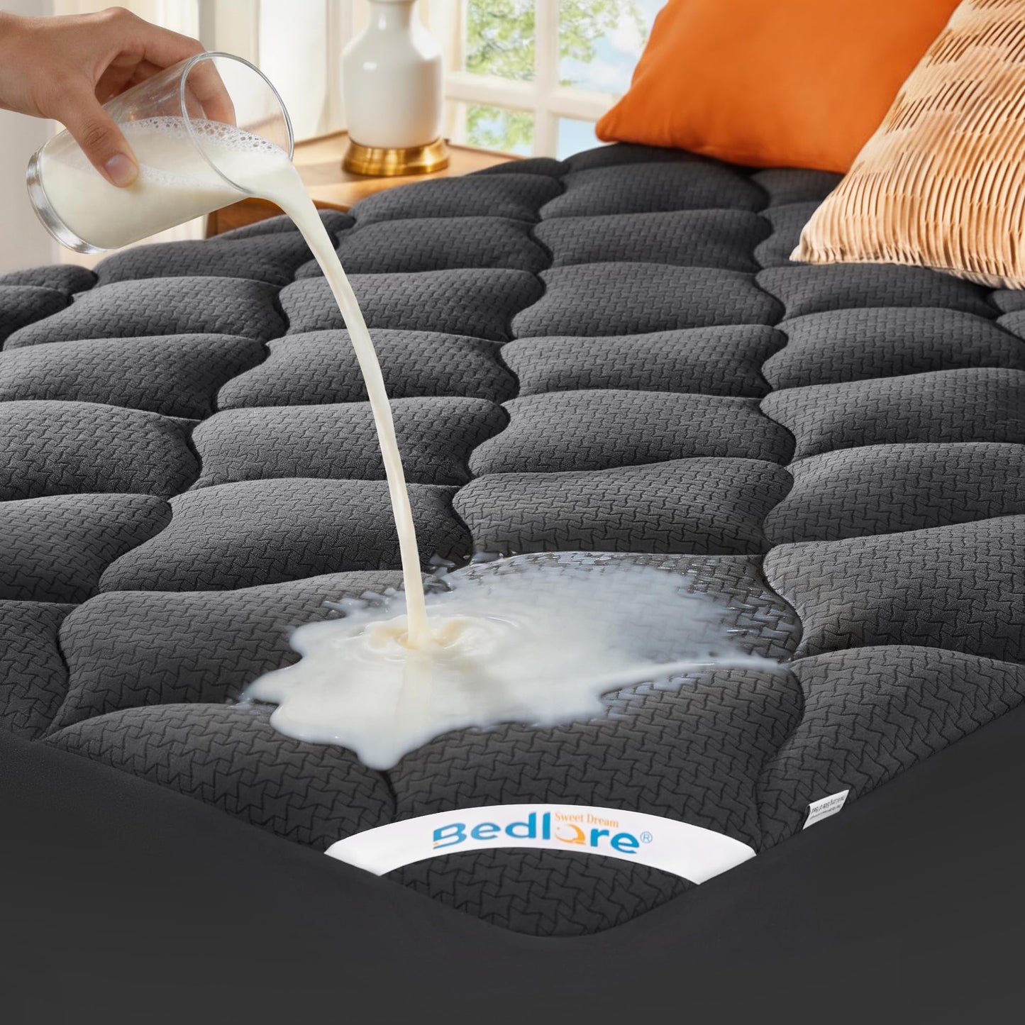BEDLORE Waterproof Full Size Mattress Pad, Breathable Mattress Protector with 6-15 Inch Deep Pocket, Quilted Fitted Mattress Topper Bed Cover, Noiseless & Machine Washable