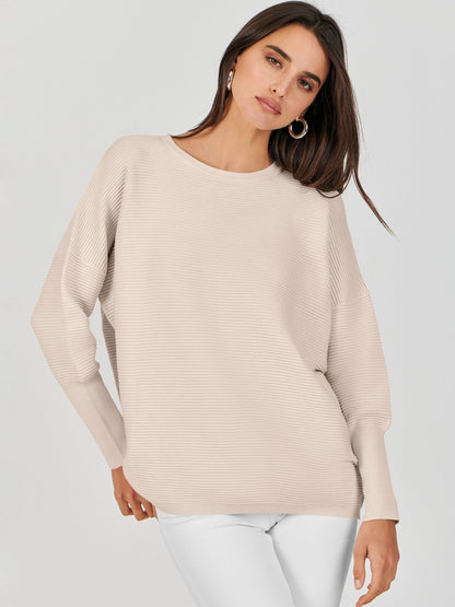 ANRABESS Womens Oversized Batwing Long Sleeve Ribbed Knit Sweaters 2025 Fall Outfits
