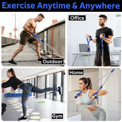 WALITO Resistance Bands Set - Exercise Bands with Handles, Door Anchor, Legs Ankle Straps, for Heavy Resistance Training, Physical Therapy, Muscle Training, Yoga, Home Workouts, Gym