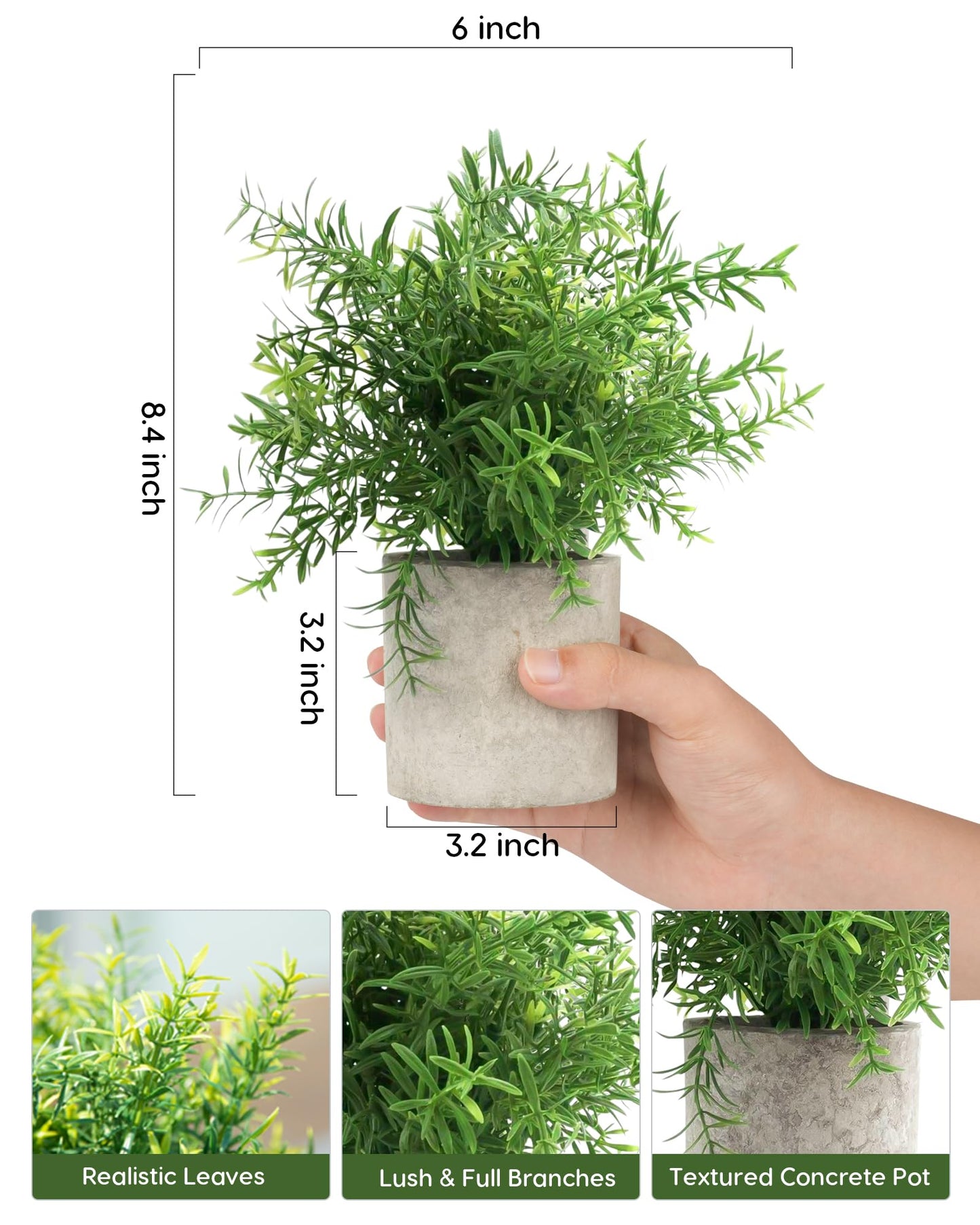 Velener 2Pcs Artificial Potted Rosemary Plants- Rustic Farmhouse Fake Shrubs for Decoration Centerpieces Living Room, Shelf Bedroom Aesthetic Green Bathroom Accessories Boho Small Desk Plant Office