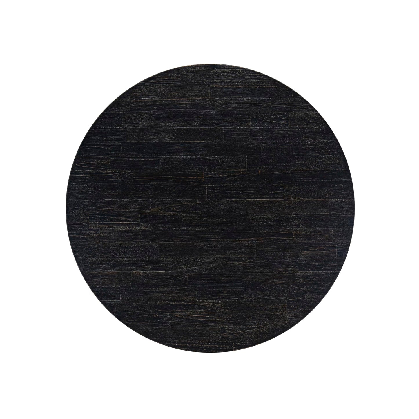 Luxe by East West Furniture - I3AM7-411-28 7-Piece Dinner Table Set Contains a Round Wood Dining Table and 6 Beige Polyester Chairs with High Back, Sand Blasting Black Finish.