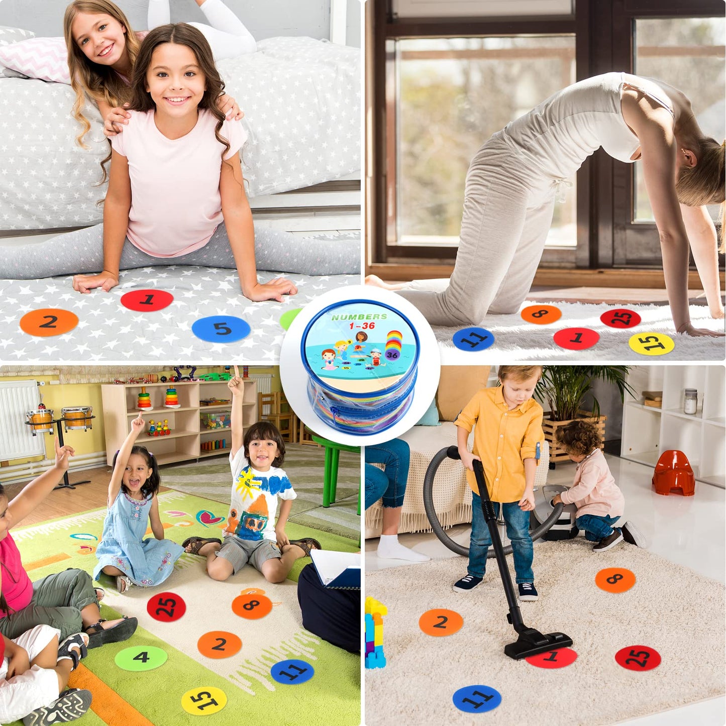 Wizia Carpet Markers with Numbers 1-36 for Classroom Supplies Teachers and Kids, 36 Pack 4" Floor Dots Rug Circles Marker Spot for Elementary Preschool Kindergarten