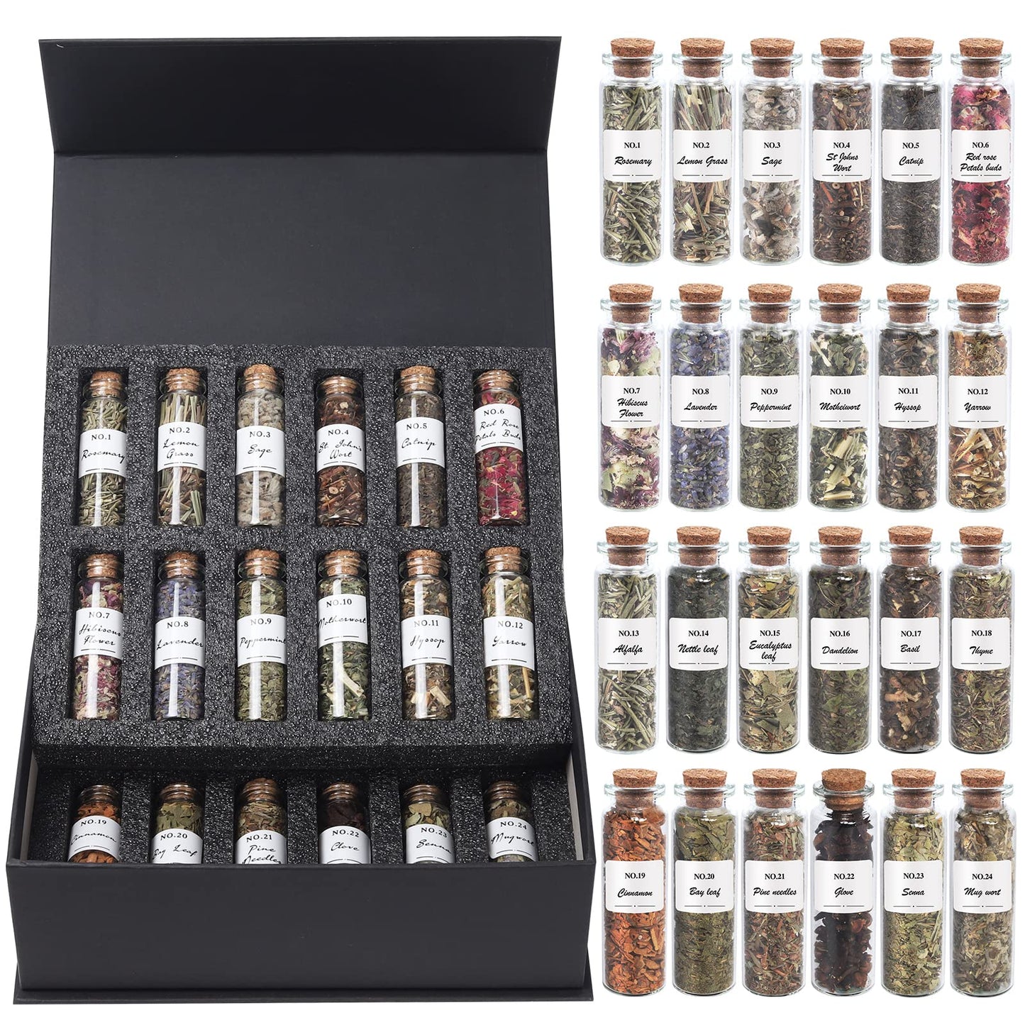 24-Pack Witchcraft Supplies Herbs and Flowers Kit for Witchy Beginners