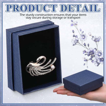 Sasylvia 36 Pcs Jewelry Cardboard Gift Boxes Packaging Necklace Ring Earring Storage Box with Cushion 3.5x2.8x1.2 Inch (Dark Blue)