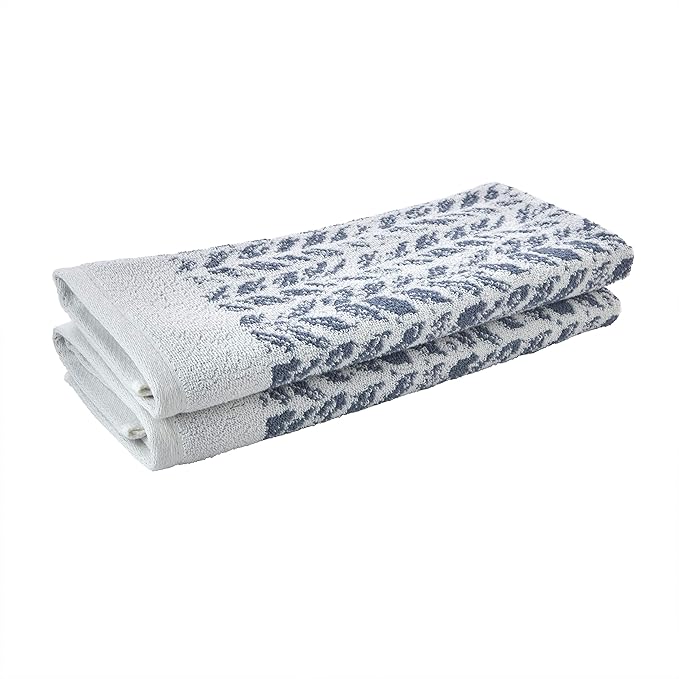SKL Home Distressed Leaves 100% Turkish Cotton Premium 2-Piece Hand Towel Set