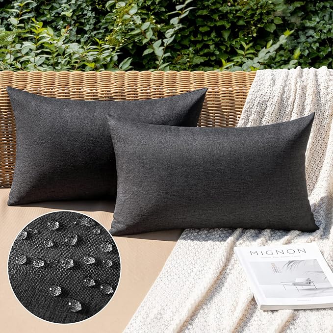 MIULEE Pack of 2 Decorative Outdoor Solid Waterproof Throw Pillow Covers Faux