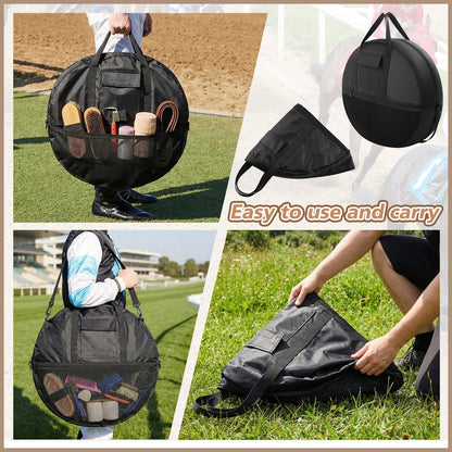 Shinylin 21 x 8 Inch Double Rope Bag with Strap for Trail and Working, Adjustable Strap Round Carry Bag for Roping Equipment Equestrian Accessories