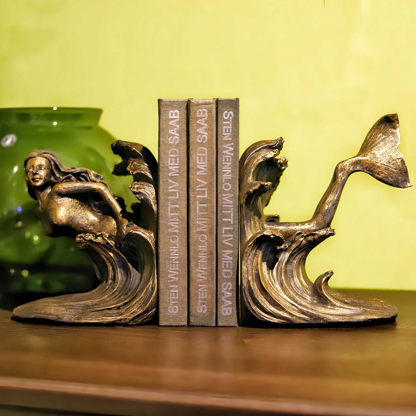 ARSTRIA Mermaid Bookends Set Goddess of The Sea Antique Vintage Retro Ocean Collection Mythology Nautical Coastal Sailor Book Ends