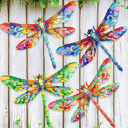 SUNREEK Metal Dragonfly Wall Decor, 12 Inches Dragonfly Outdoor Wall Art for Fence Garden Yard Patio Decorations